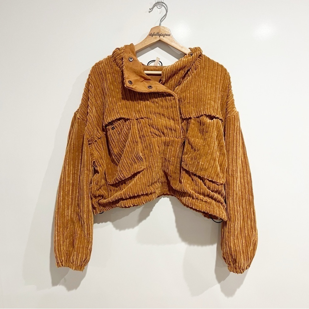 Free People FP MOVEMENT Bring The Heat Corded Corduroy Pullover Top Sweatshirt